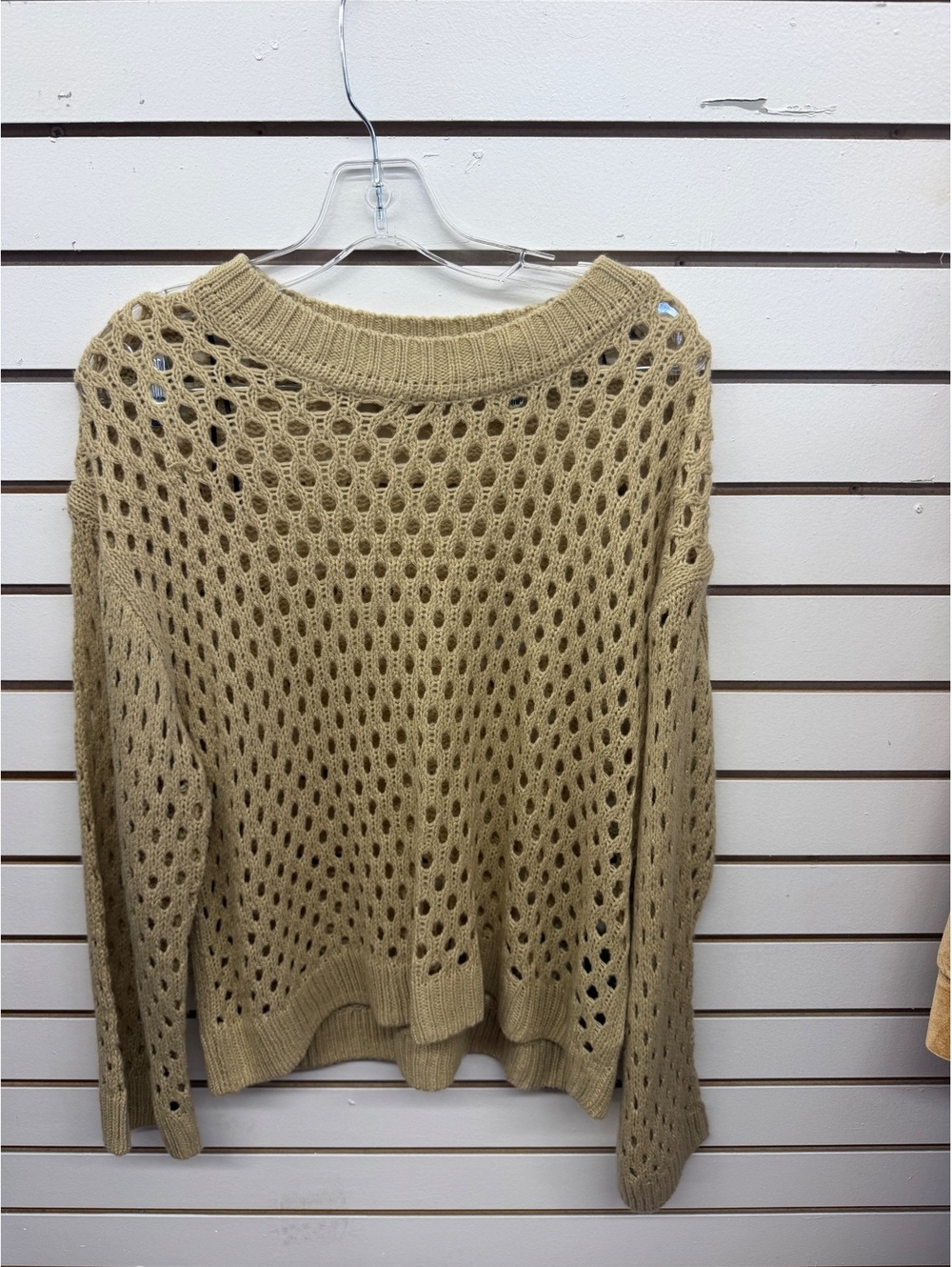 Divided H&M Beige Open Knit Crochet Sweater Size Large